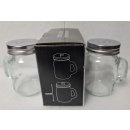 2-teil. Salz- und Pfefferstreuer Set - Gewürzstreuer aus Glas mit Metall-Deckel